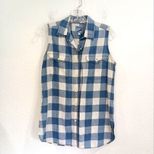 Xingu Blue Gingham Check Sleeveless Shirt